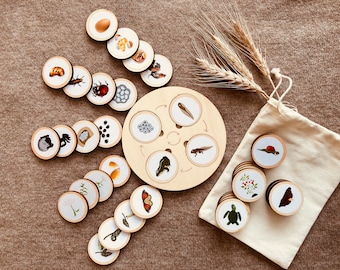 Montessori Language Promotion Wooden Game Life Cycle Board Plants and Animals Educational Toy Puzzle