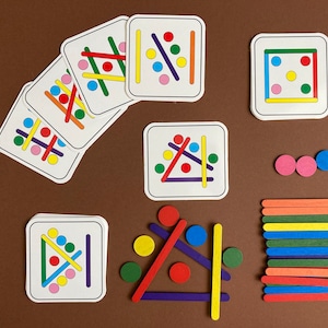 Montessori Legespiel mit Holzstäbchen & Motivkarten Schultüte Inhalt Geschenk