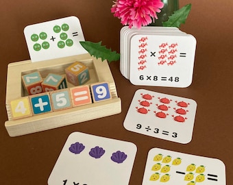 Math game Montessori game wooden game addition, subtraction, multiplication tables, division