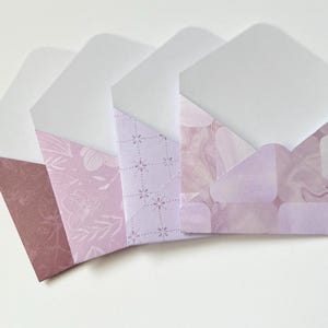 Handmade mini envelopes, pocket envelopes,set of 4 envelopes,purple envelopes,money envelopes, gift card envelope.