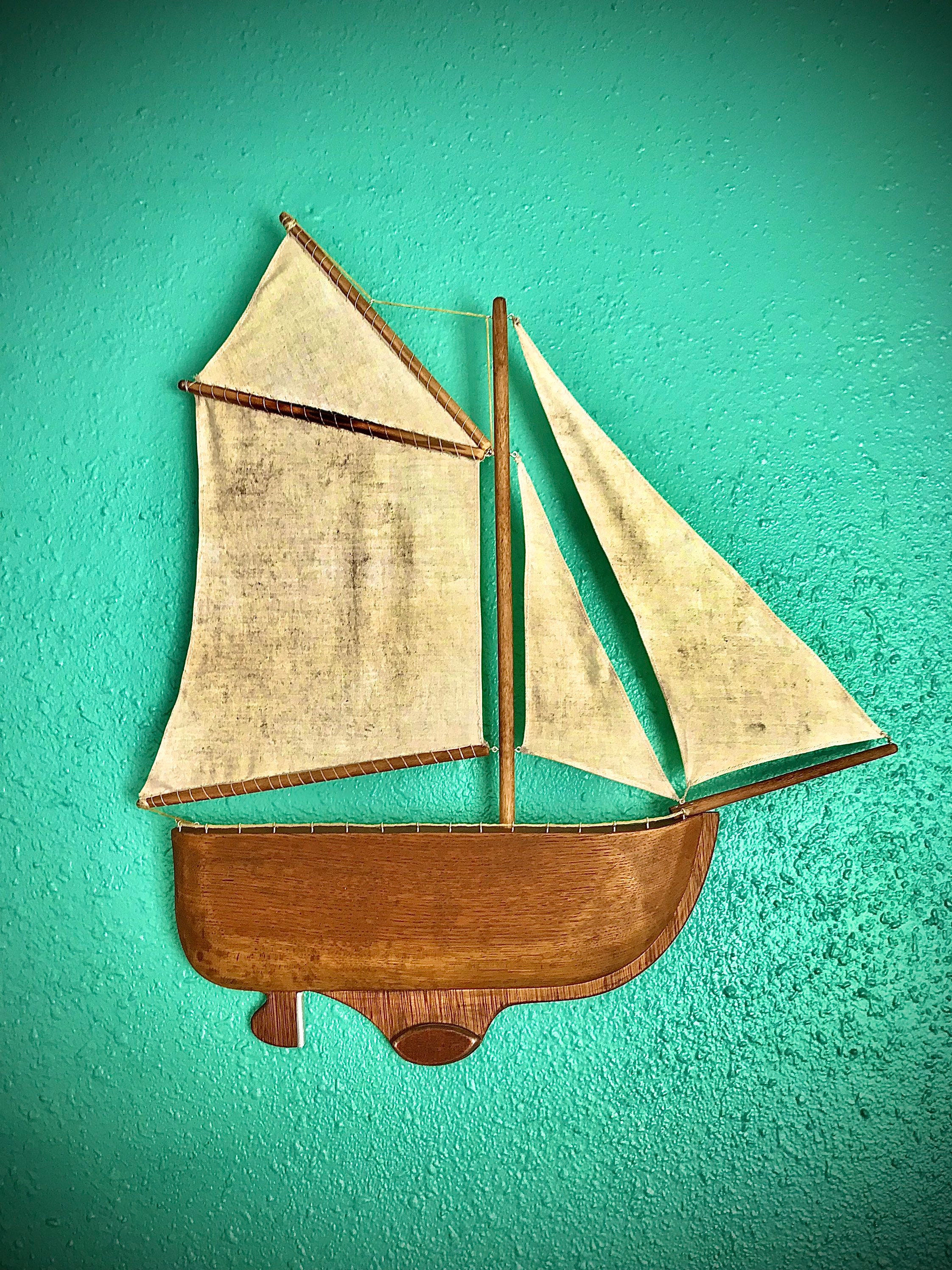 Voilier en Chêne Mural