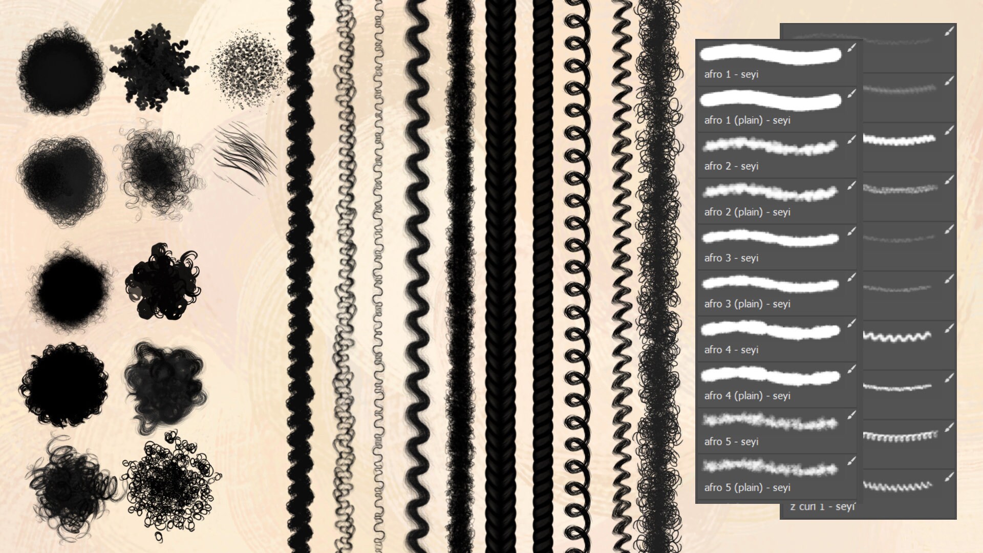 Photoshopclip Studio Paint Textured Hair Complete Brush Pack by Seyi