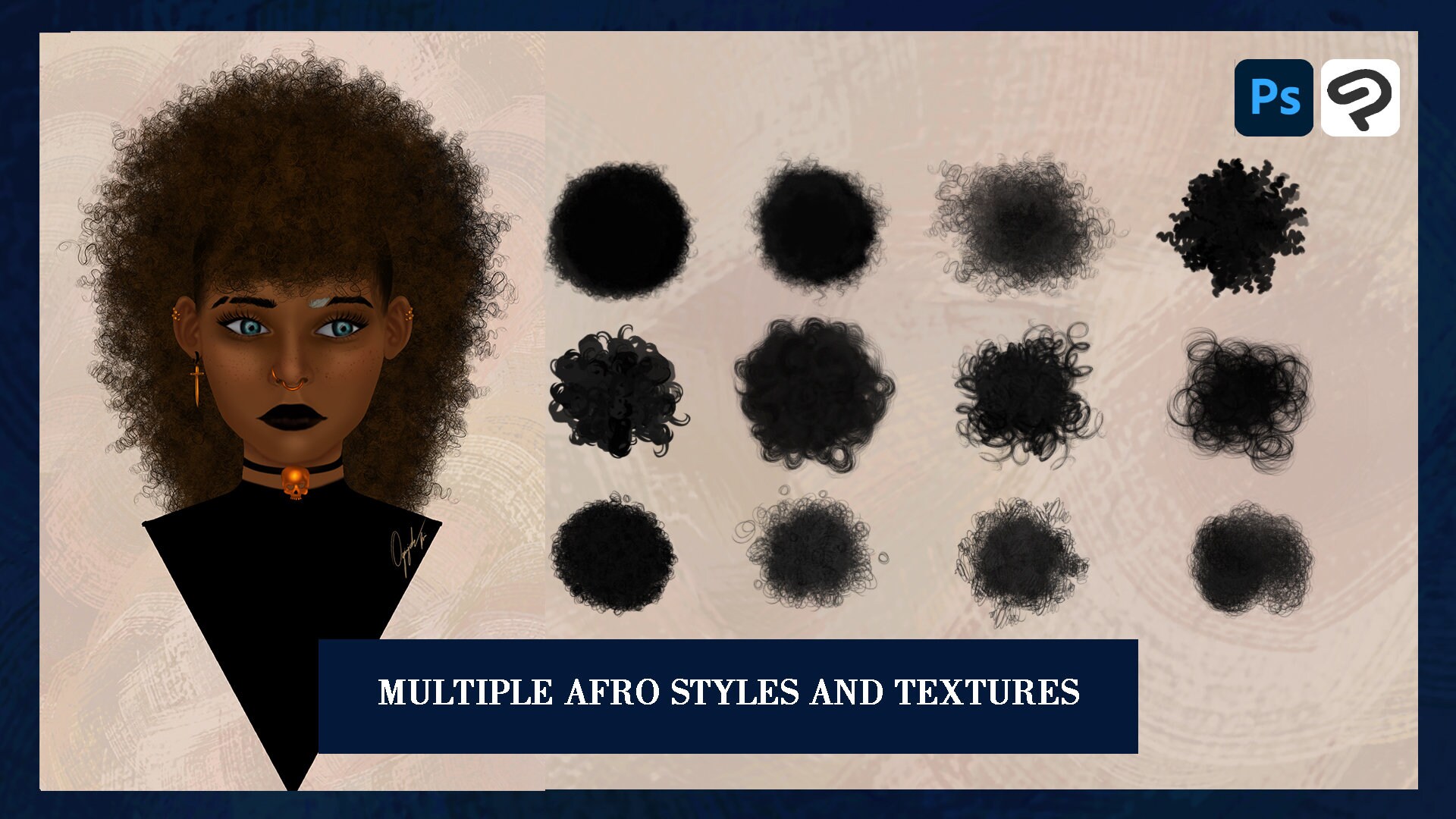 Studio Paint Textured Hair Complete Brush Pack by Seyi Deola premium Etsy