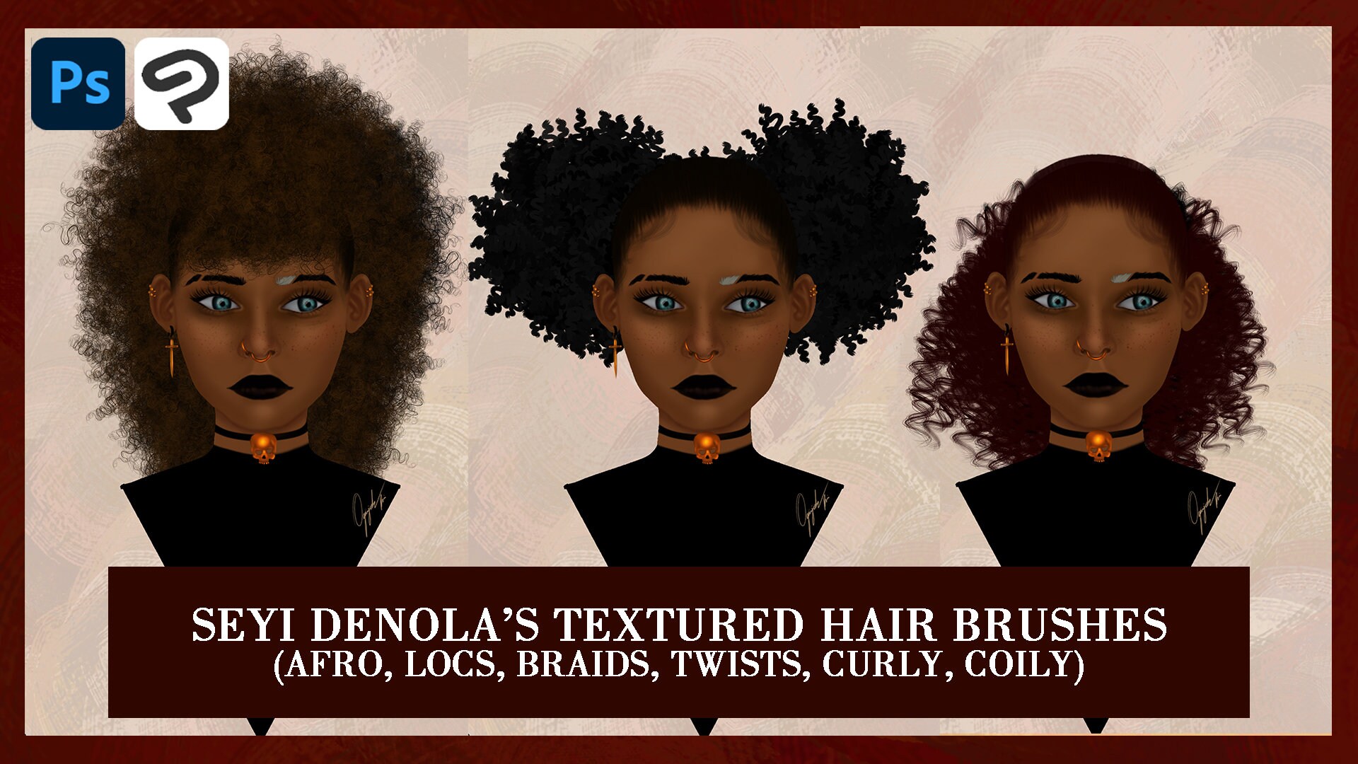 Studio Paint Textured Hair Complete Brush Pack by Seyi Deola premium Etsy