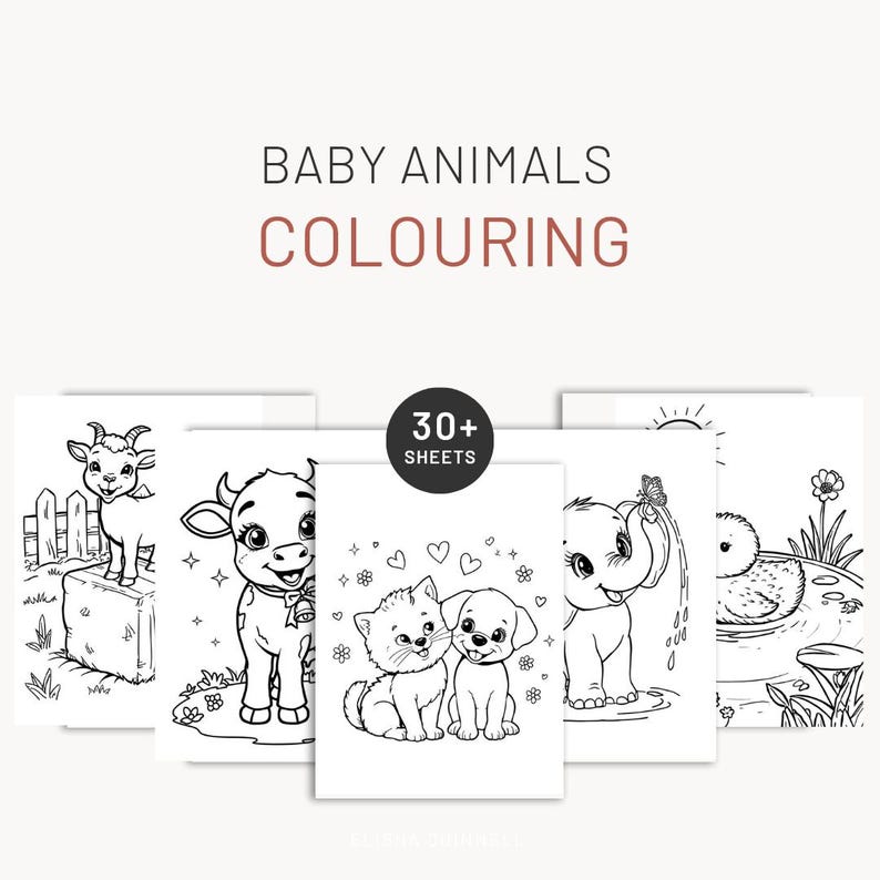 Printable Baby Animals Colouring Book for Kids | 30+ Cute Animal Pages ...