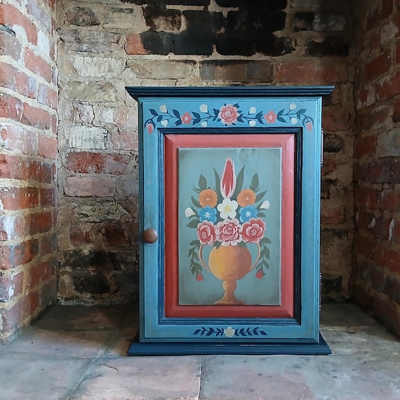 Hand-painted Pine Cabinet With Bauernmalerei Folk Art - Etsy