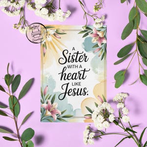 Tarjeta del Día de la Madre para una Hermana Cristiana: Un Corazón Como el de Jesús - Descarga digital imprimible