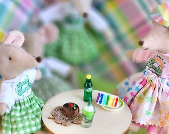 Maileg Sized Play Food...Rainbow or Chocolate Lava cake, Lucky Leprechaun Frappe or drinks Miniature Dollhouse  Tiny mouse clothes food