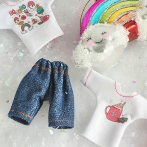Blue jeans will fit Maileg Big / Little Sister/ Brother  or Mom/Dad Clothes Miniature Dollhouse. Tiny mouse