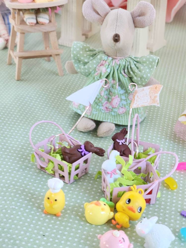 Maileg Sized Easter Basket Customizable Miniature Dollhouse. Tiny Mouse ...