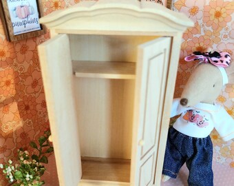 Mini wardrobe with doors that open. Miniature Dollhouse furniture