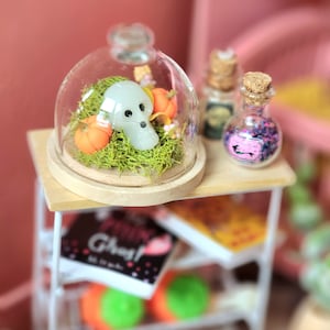 Boo Bash... Maileg Sized Halloween Decor Pumkins Cloche Miniature Dollhouse. Tiny Halloween mouse clothes