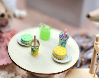 Maileg Sized Play Food...Cookie plate, Beverage pitcher, Boba drink Miniature Dollhouse Christmas. Tiny mouse clothes food