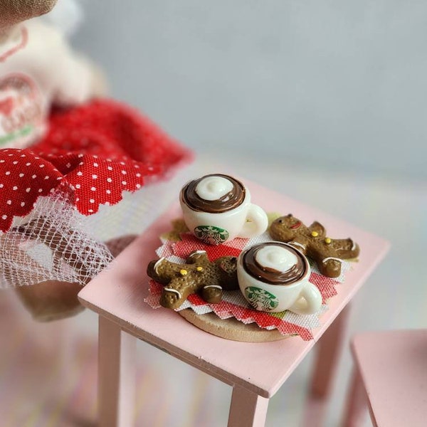 Maileg Play Food... Coffee and Cookie plate Miniature Dollhouse Christmas. Tiny mouse clothes food