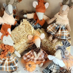 Falling Leaves... Separate pieces will fit Maileg Mom Dad, Big Little Sister Brother Clothes Miniature Dollhouse. Tiny mouse clothes fall