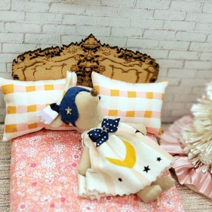 Maileg Moon and Stars Nightgown set, Big Sister  Little Sister Clothes Miniature Dollhouse gown PJs