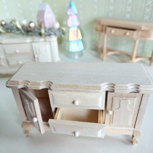 Mini wooden sideboard cabinet painted or unfinished. Miniature Dollhouse. image 5