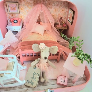 Dollhouse Travel Suitcase perfect for Maileg, Calico Critters.  Miniature Christmas or Birthday Gift.