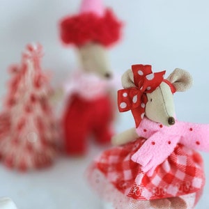 Christmas Pink & Red Plaid Separate pieces will fit Maileg Big or Little Sister  Clothes Miniature Dollhouse. Tiny mouse