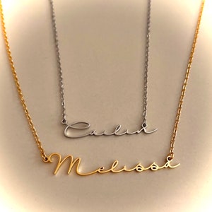 Benutzerdefinierte zwei Name Handschrift Halskette, 18k Gold, personalisierte Schmuck, Namen Halskette, personalisierte Geschenk, Baby-Dusche, Muttertag Geschenk Mama Bild 6