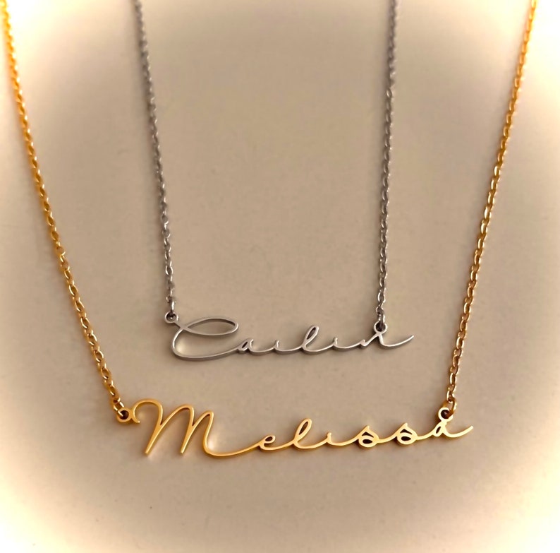 Custom Two Name Handwriting Necklace, 18k gold, Personalized Jewelry, Name Necklace, Personalized Gift, Baby Shower, mothers day Gift Mom image 6