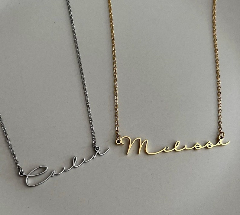 Benutzerdefinierte zwei Name Handschrift Halskette, 18k Gold, personalisierte Schmuck, Namen Halskette, personalisierte Geschenk, Baby-Dusche, Muttertag Geschenk Mama Bild 8