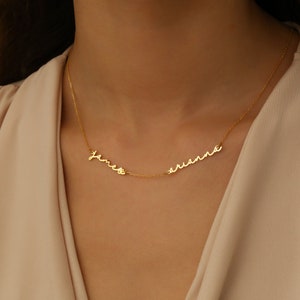 Zwei Name Handschrift Halskette, Twin Geschenk, personalisierter Schmuck, Benutzerdefinierte Namen Halskette, personalisierte Geschenk, Baby-Dusche, Weihnachtsgeschenk für sie