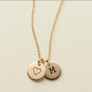 Personalized necklace with dainty initial Disc Necklace Unique Charm Custom name Jewelry, Mother&#39;s gifts Bridesmaid Gift for Mom woman Her