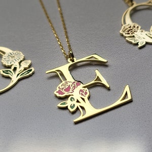 Colar inicial personalizado com flor de nascimento, presente para ela, colar minimalista personalizado, pingente com nome, joias, presentes de Natal personalizados