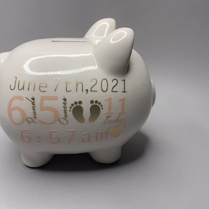 Personalized Newborn Baby Glass Piggy Bank