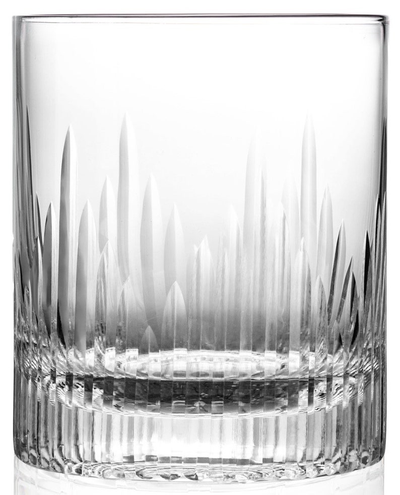 Double Old Fashioned Whiskey Glasses, Handcrafted, Fluted Cut, Crystal, 10.8 oz, Lead-Free, Bourbon Barware, Glassware (Set of 2)