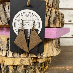 Two-tone Geometric Leather Earrings
