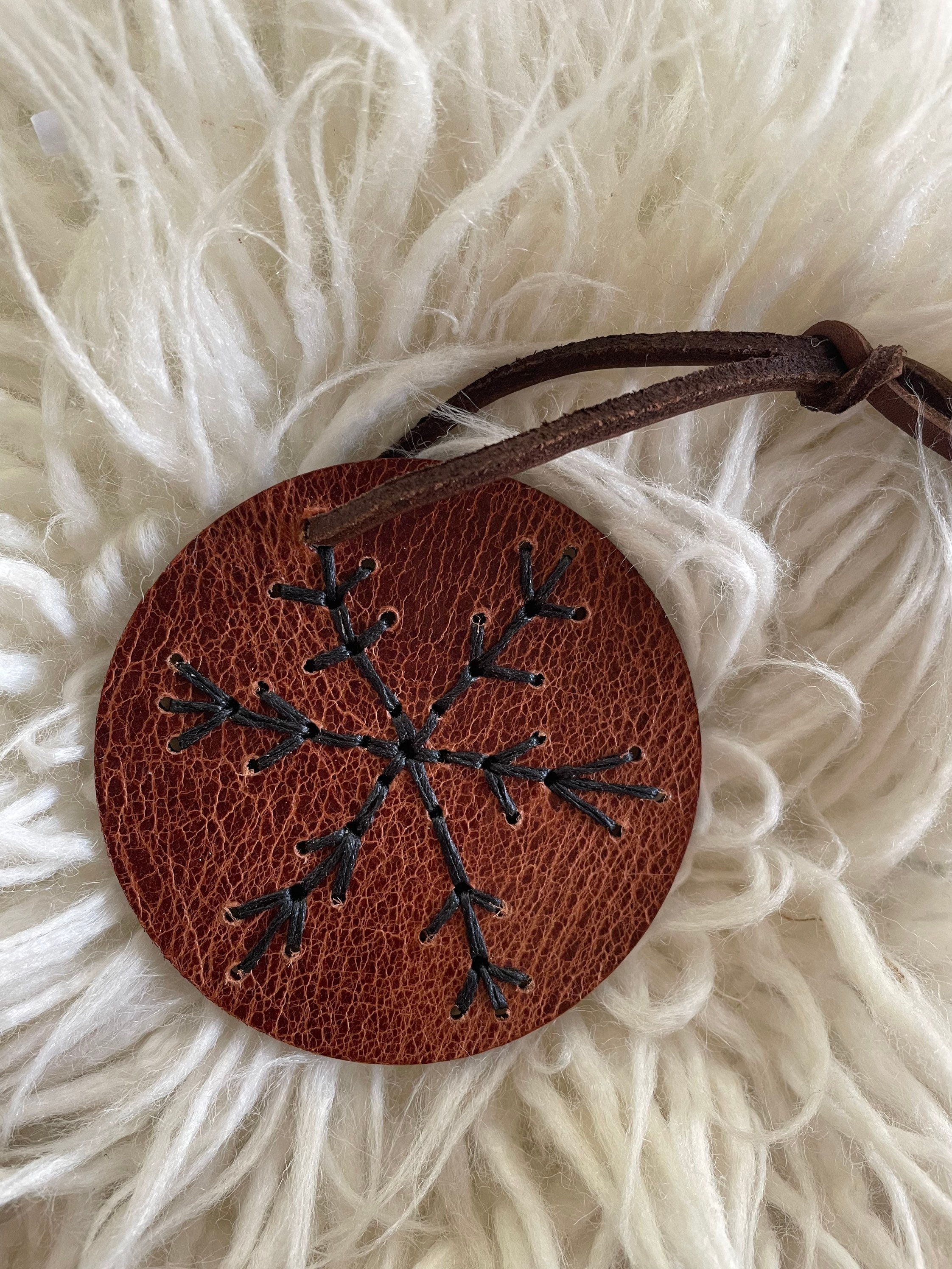 Rustic Snowflake Pendent Leather Ornament Rustic Snowflake - Etsy