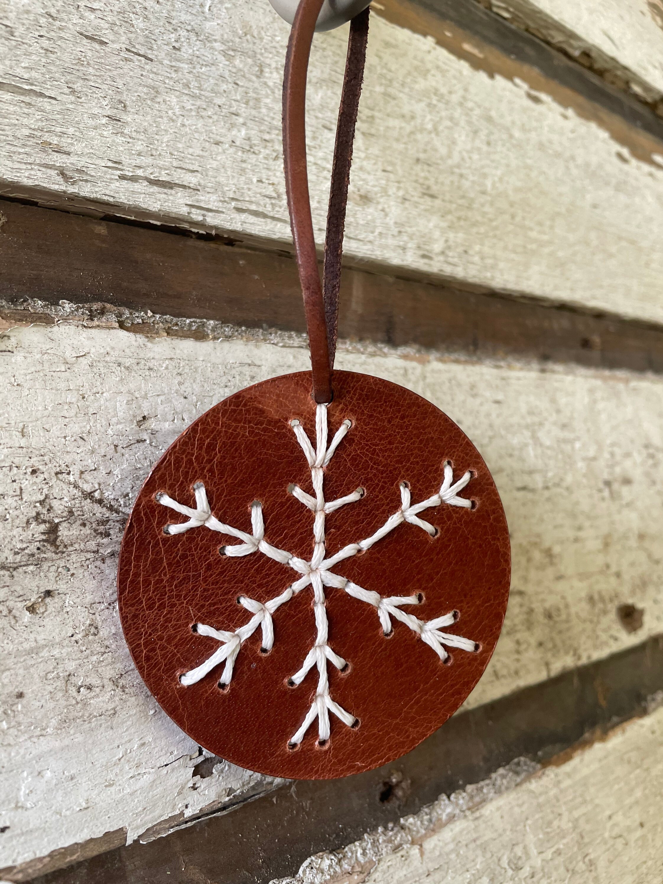 Rustic Snowflake Pendent Leather Ornament Rustic Snowflake - Etsy