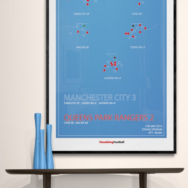 Manchester City vs QPR 2012 - Football Data Art Poster Print