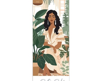 Calendrier mural Boho Plant Lady - Format vertical mince (14,8 x 40 cm)