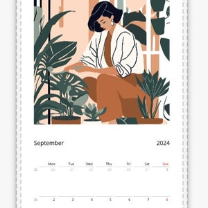 Boho Plant Lady Wall calendar Slim vertical format 14.8 x 40 cm image 7