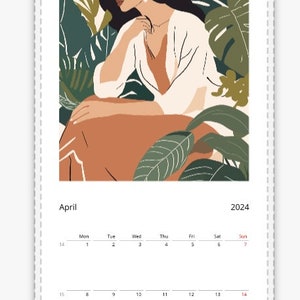 Boho Plant Lady Wall calendar Slim vertical format 14.8 x 40 cm image 4