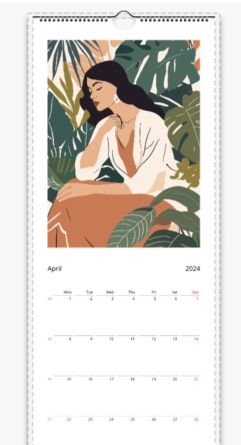 Boho Plant Lady Wall calendar Slim vertical format 14.8 x 40 cm image 4