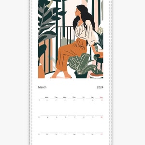 Boho Plant Lady Wall calendar Slim vertical format 14.8 x 40 cm image 5