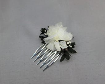 Mini-Blumenhaarkamm mit konservierten Blumen "Frühlingsmelodie"