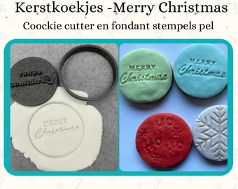 Kerstkoekjes Fondant stempel | Vrolijk kerstfeest | Uitdrukvormpje | Fondant-stempel