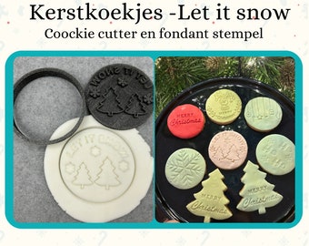 Kerstkoekjes Fondant stempel | Laat het sneeuwen | Uitdrukvormpje | Fondant-stempel