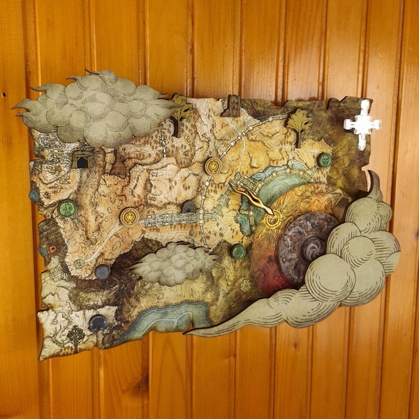 Elden Ring inspired map clock with 24 hour dial - Type 2 + GIFT