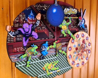 Reloj decorativo multicapa inspirado en las Tortugas Ninja, estilo 16 bits + REGALO