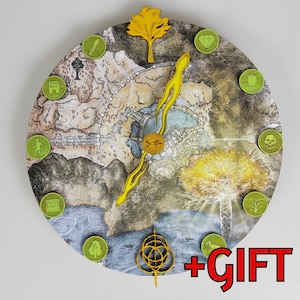 Op maat gemaakte op Elden Ring geïnspireerde kaartklok + CADEAU