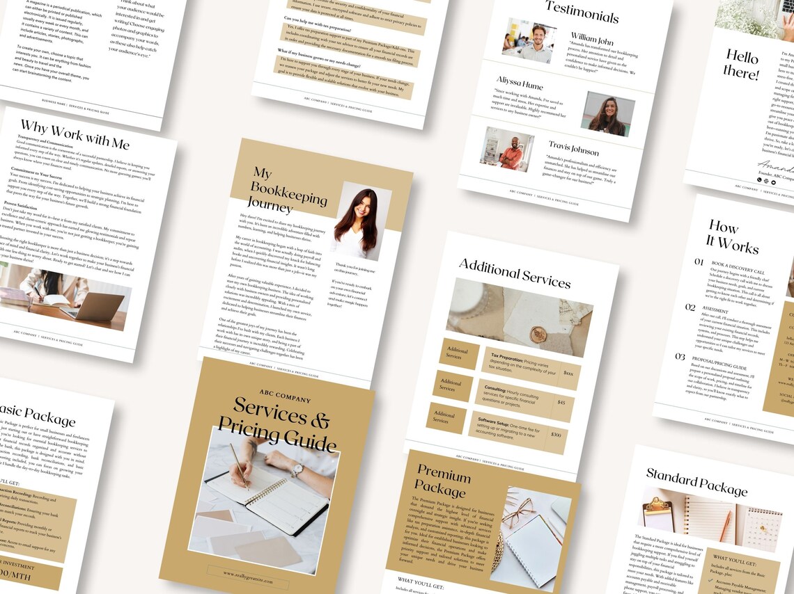Bookkeeper Services and Pricing Guide Canva Template Bookkeeping