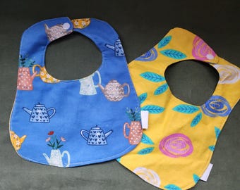 Handgemaakte omkeerbare slab | Zacht en absorberend | Kunststof drukkers | Slabbetjes 3-18 maanden | Kwijlslab voor doorkomende tandjes | Genderneutraal slabbetje