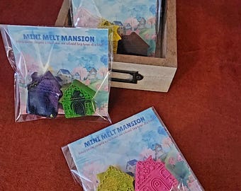 Handgemaakte mini crayon herenhuizen – geüpcycled kleurrijke wassen huizen, uniek cadeau, milieuvriendelijke kunst, montessori, gerecycled, feestbedankjes set van 2
