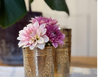 Bronze Style Metal Lassi Cup Vase | Engraved Cocktail Mug